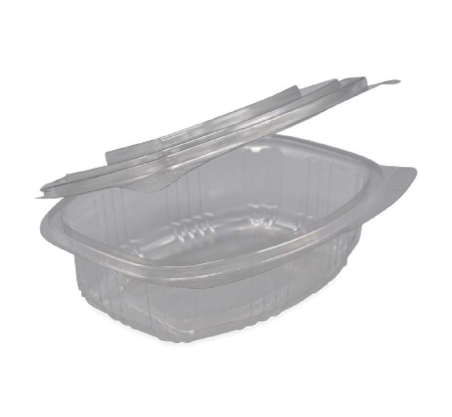 50st. Plastic bakjes vaste deksel Ovaal