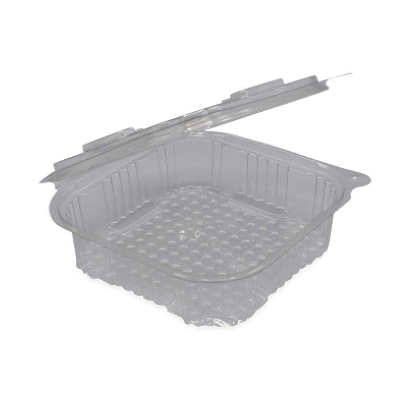 100st. Plastic bakjes met vaste deksel vierkant