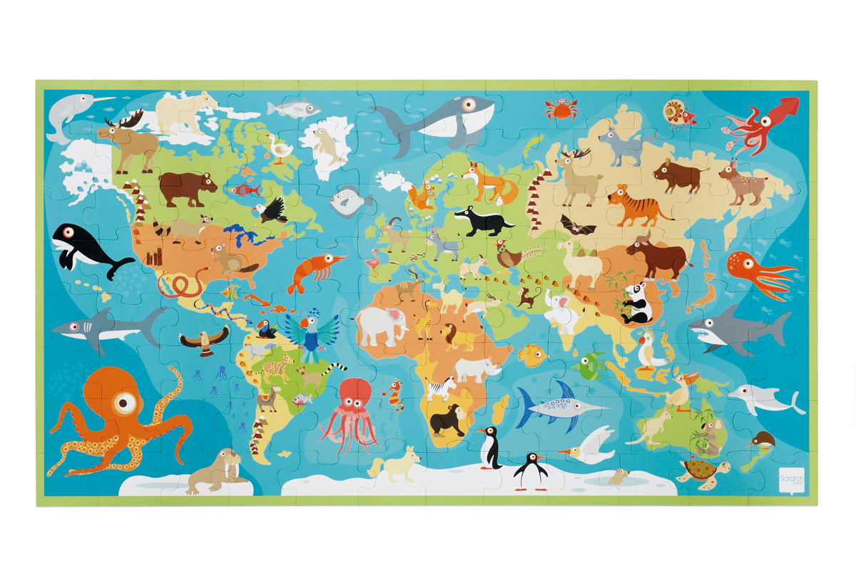 XXL Puzzel Dieren van de Wereld - 100st | Scratch