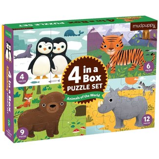Mudpuppy 4-in-a-box Puzzel Animals of the World | Mudpuppy