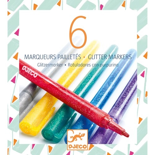 Gliterstiften Klassieke kleuren - 6 stuks | Djeco