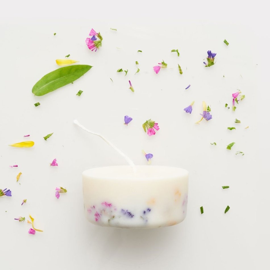 mini soy wax candle wild flowers