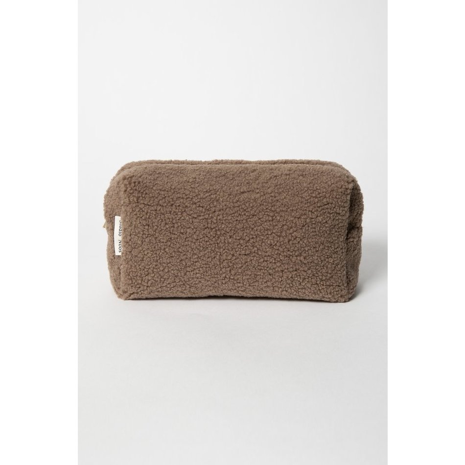 brown teddy pouch