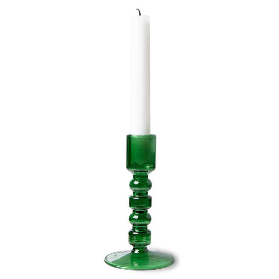 the emeralds glass candle holder forest green M