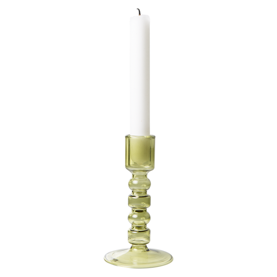 the emeralds glass candle holder olive green M