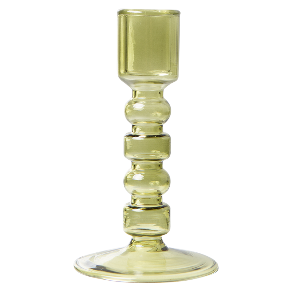 the emeralds glass candle holder olive green M