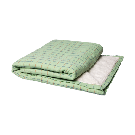 TTS1039 checkered sherpa throw green