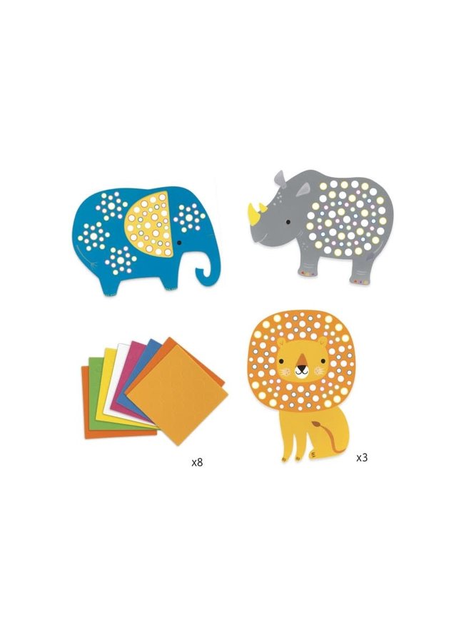 DJECO - Creatief met Stickers - Mosaic Soft Jungle 3+
