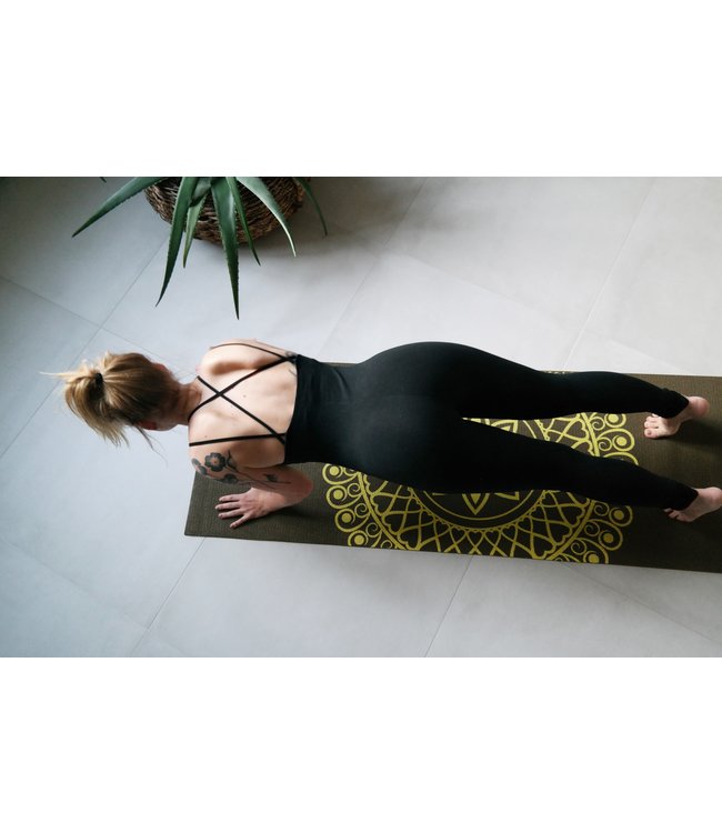 Yogamat sticky extra dik mandala donkergroen - Lotus