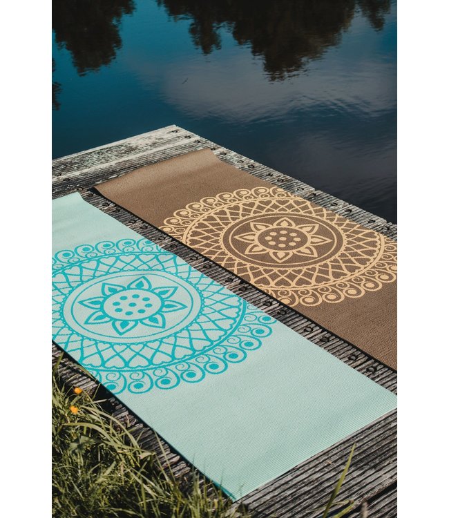 Yogamat sticky extra dik mandala donkergroen - Lotus