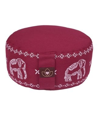 Lotus Meditatiekussen eco elephant burgundy rond - Lotus