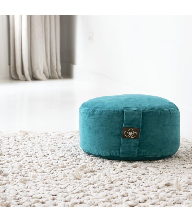 Meditatiekussen velvet eco donkergroen rond - Lotus