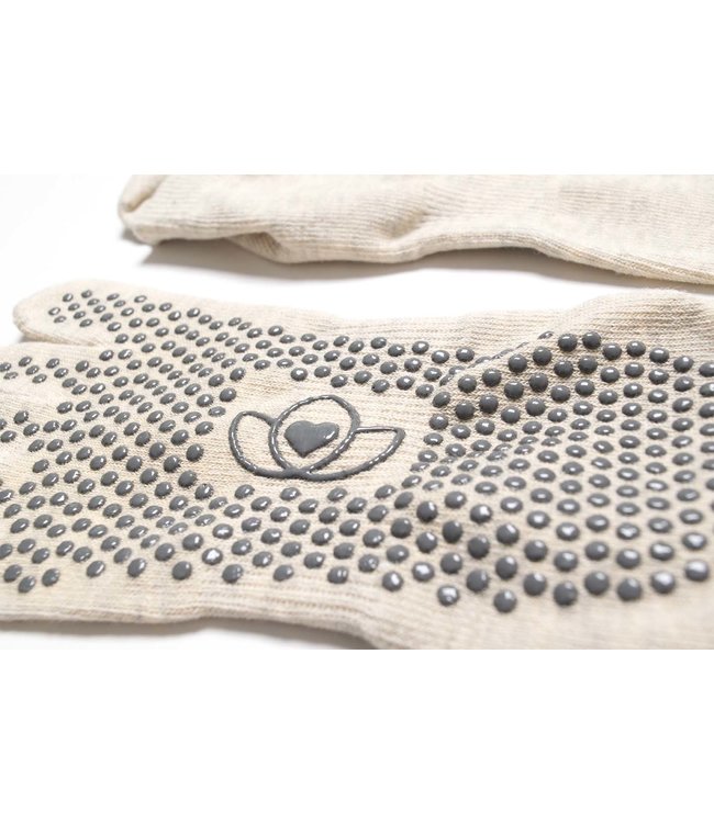 Yoga/pilates teensokken antislip ecru - Lotus