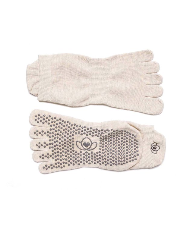 Yoga/pilates teensokken antislip ecru - Lotus