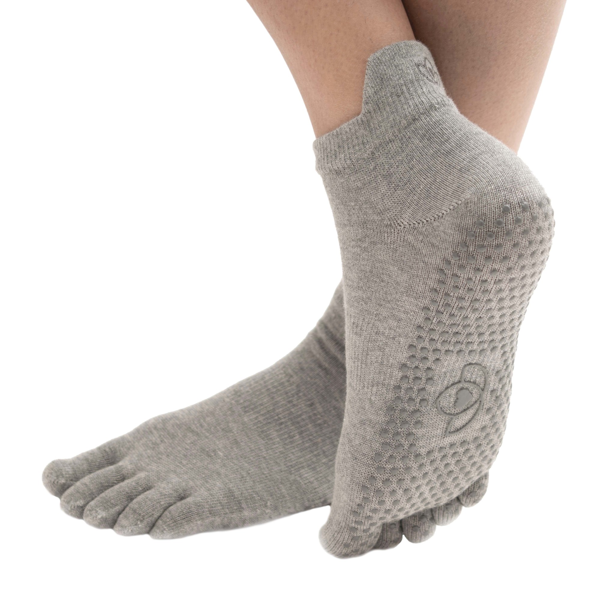 TOETOE - Yoga Pilates Antislip Zool Middenkalf Teen Sokken (Zwart, 35-38 TOETOE - Yoga Pilates Antislip Zool Middenkalf Teen Sokken (Zwart, 35-38