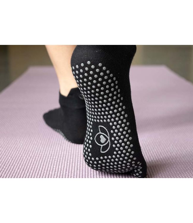 Yoga/pilates teensokken antislip zwart - Lotus