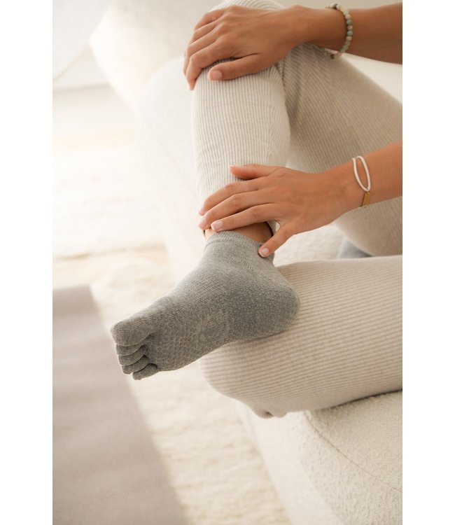 Yoga/pilates teensokken antislip grijs - Lotus