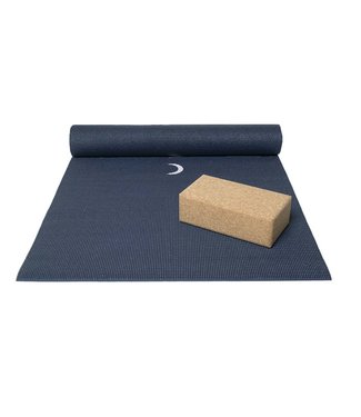 Lotus Basispakket yogamat en blok - moon indigo