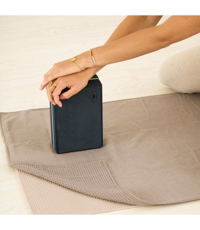 Yoga handdoek antislip grijs - Lotus