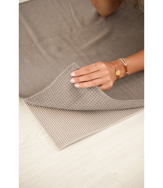 Yoga handdoek antislip grijs - Lotus