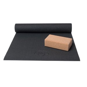 Lotus Basispakket yogamat en blok - zwart