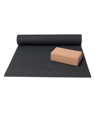 Lotus Basispakket yogamat en blok - zwart