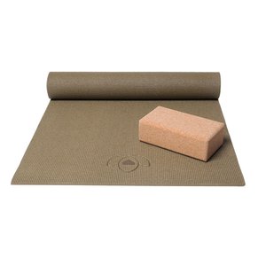 Lotus Basispakket yogamat en blok - donkergroen