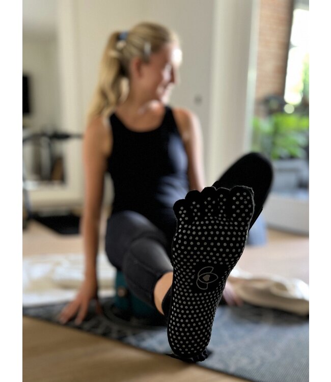 Yoga/pilates teensokken antislip zwart - Lotus