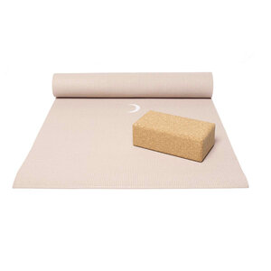 Lotus Basispakket yogamat en blok - moon sand