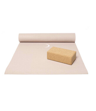 Lotus Basispakket yogamat en blok - moon sand