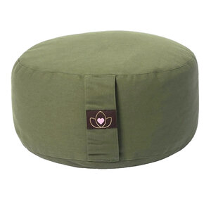 Lotus Meditatiekussen eco olijfgroen rond - Lotus