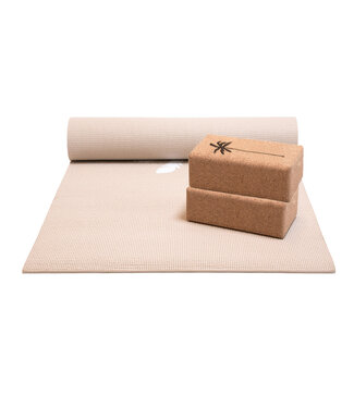 Lotus Basispakket yogamat en blokken - beach sand