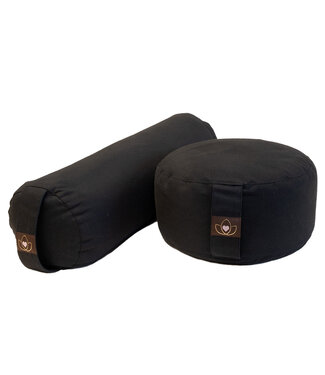 Lotus Pakket bolster en meditatiekussen - zwart