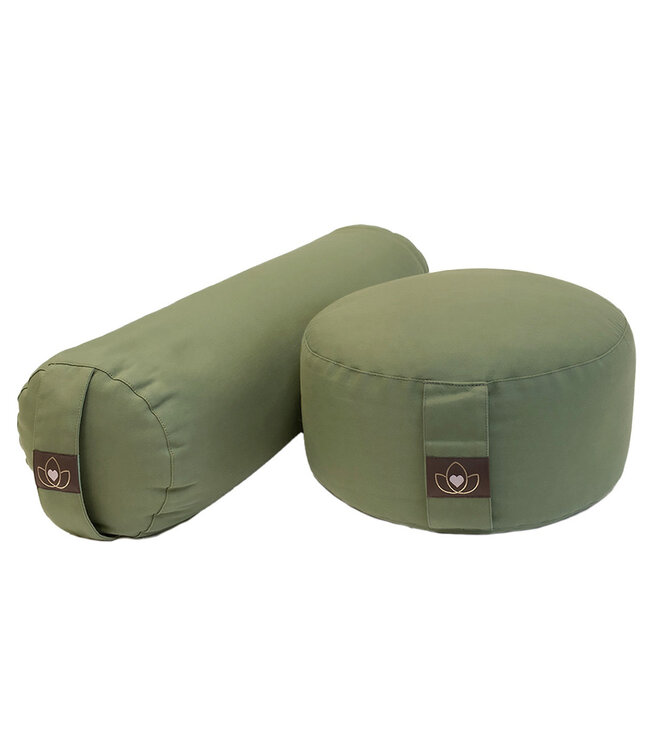 Pakket bolster en meditatiekussen - olijfgroen