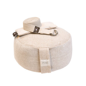 Pure Pakket meditatiekussen jute, oogkussen en riem sand - Pure