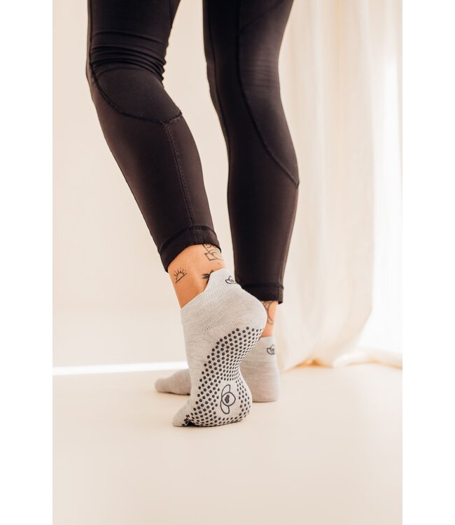 Yoga/pilates teensokken antislip ecru - Lotus