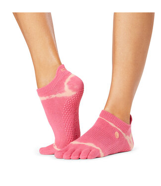 Toesox Yoga/pilates teensokken extra grip hot pink stripe tie dye