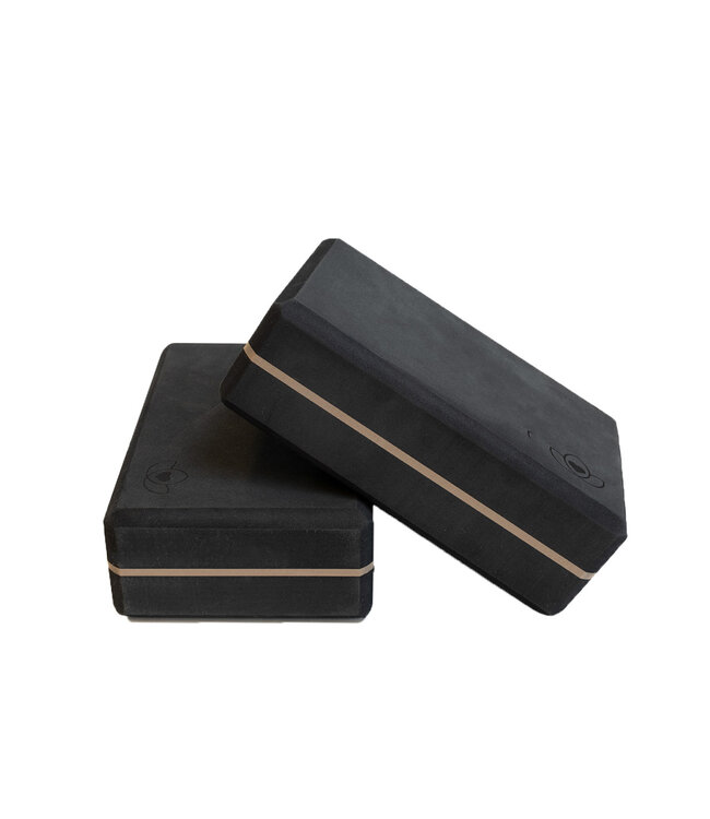 Yoga blok high density zwart - Lotus - 2 stuks