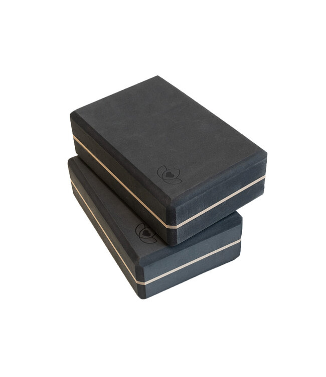Yoga blok high density zwart - Lotus - 2 stuks