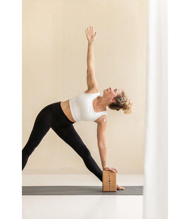 Yoga blok groot eco natuurkurk moon - Lotus