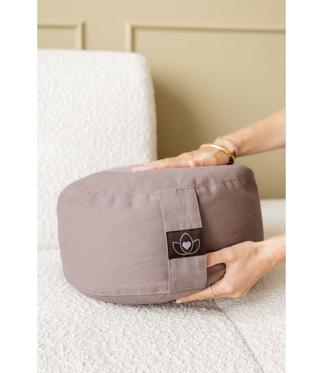 Meditatiekussen eco taupe rond - Lotus