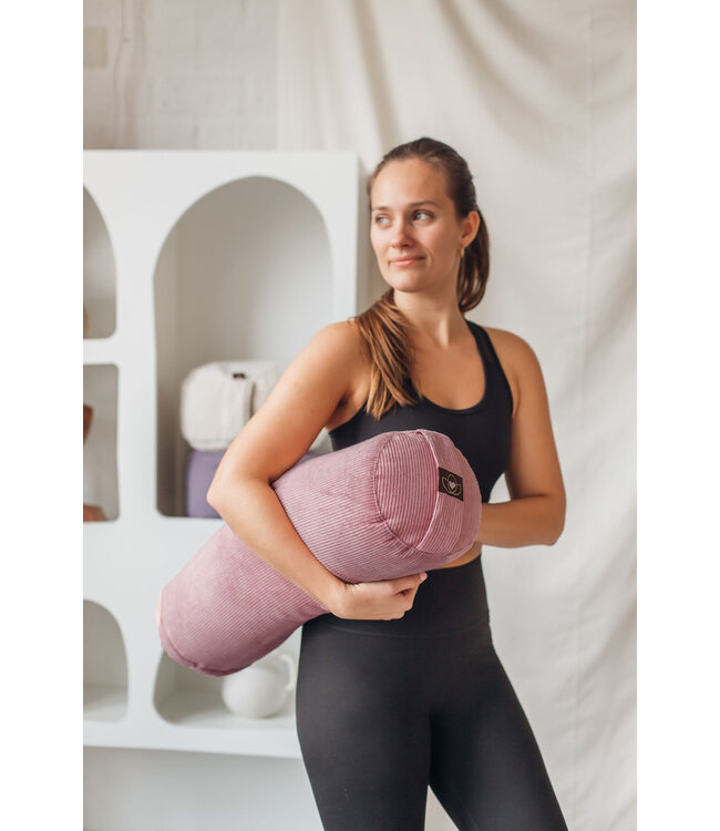 Bolster eco rib donkerroze rond - Lotus