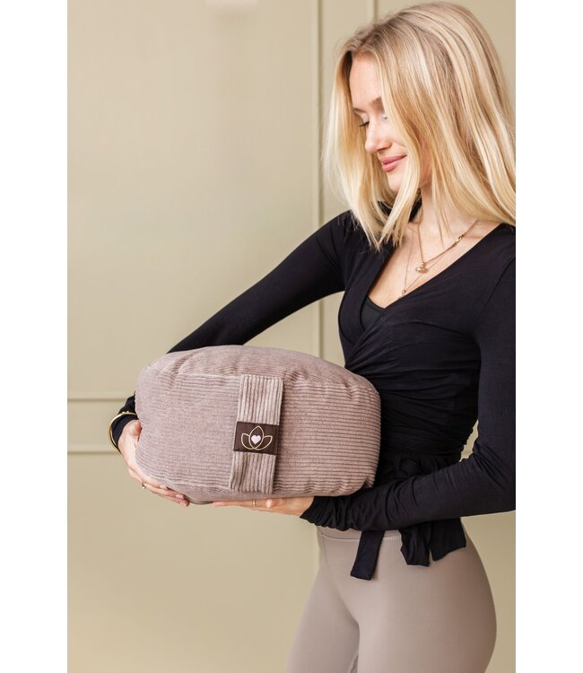 Meditatiekussen eco rib taupe rond - Lotus