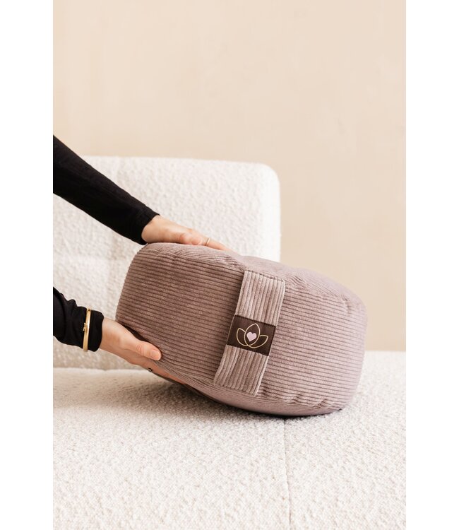 Meditatiekussen eco rib taupe rond - Lotus