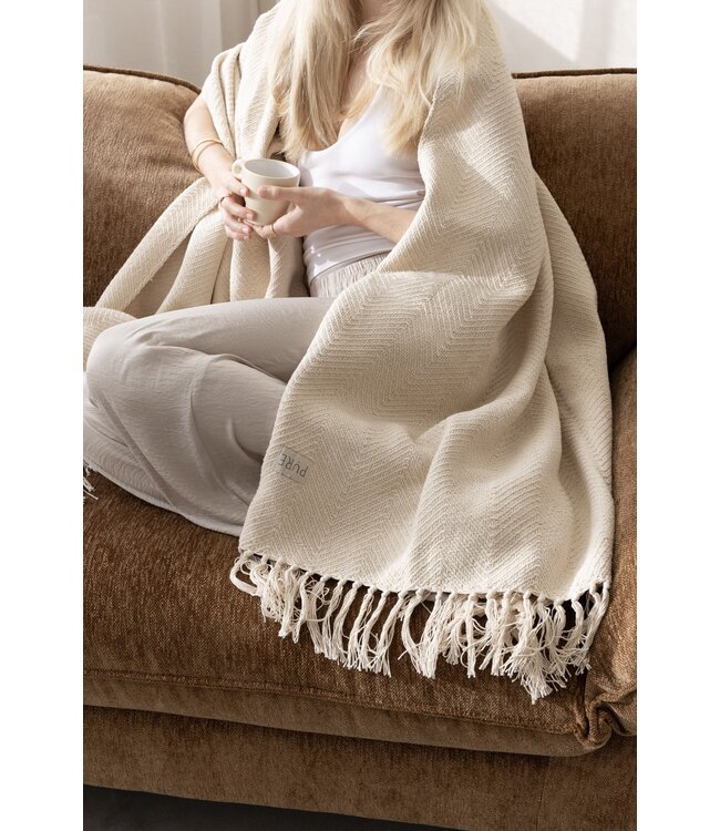 Yoga deken visgraat sand - Pure