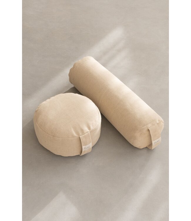 Meditatiekussen eco jute bruin rond - Pure