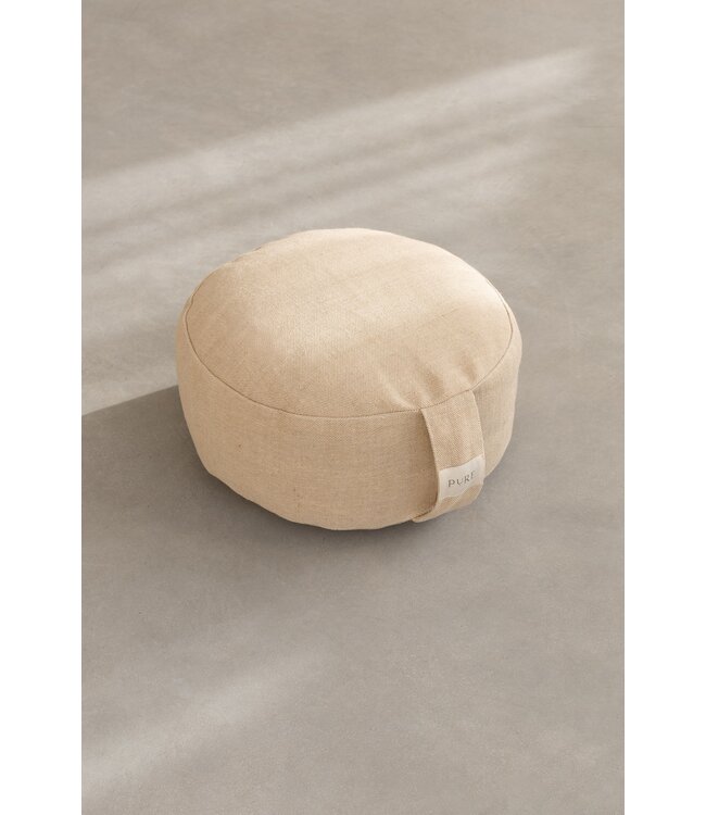 Meditatiekussen eco jute bruin rond - Pure