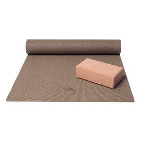 Lotus Basispakket yogamat en blok - donkergroen