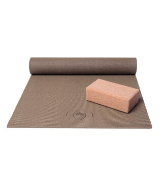 Lotus Basispakket yogamat en blok - donkergroen