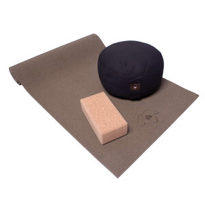Lotus Starterspakket yogamat, meditatiekussen en blok - groen